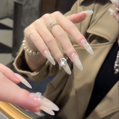 Strass-Besetzte Stiletto Nagelverlängerungen