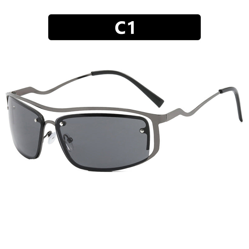 Damen futuristische Sonnenbrille mit elegantem Metallrahmen und hochtransparenten Gläsern Brehn