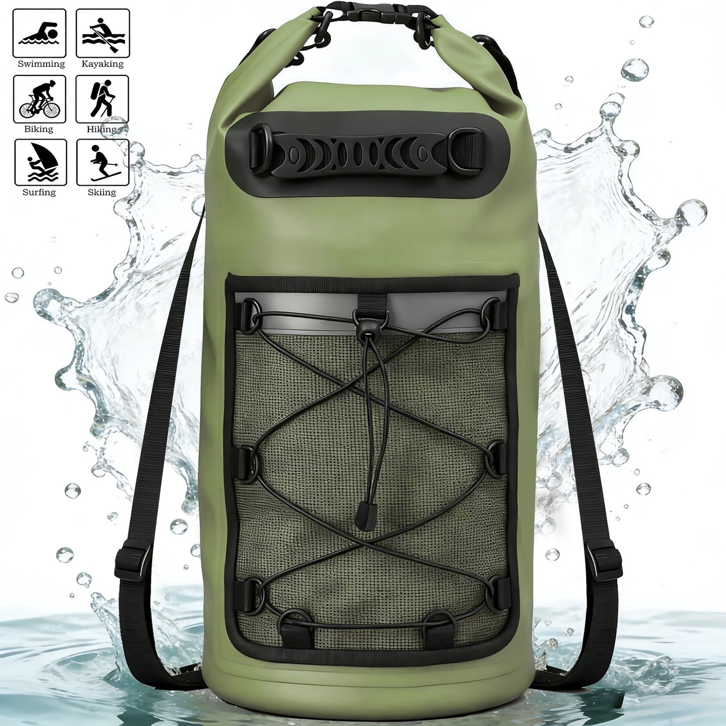Strapazierfähige Dry Bag mit Netzfach Brehn