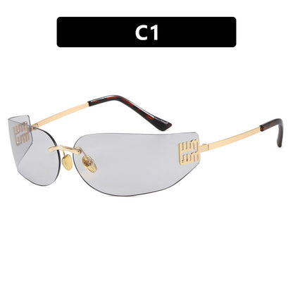 Damen futuristische Designer-Sonnenbrille mit ausgefallenem Rahmen und UV-Schutz Brehn