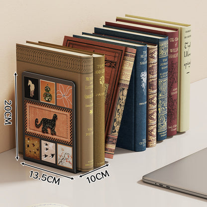 Niedlicher Cartoon Desktop Metall Buchstütze mit rutschfester Basis und dekorativem Panel
