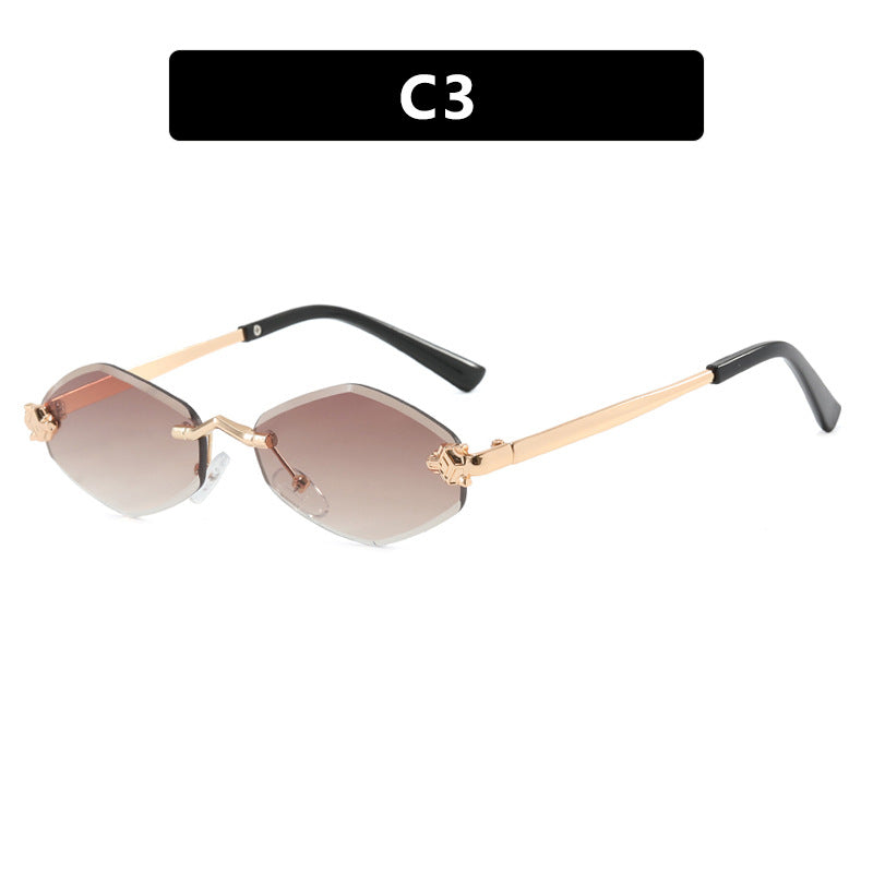 Damen geometrische Sonnenbrille mit doppeltem Metallrahmen und schützenden Gläsern Brehn