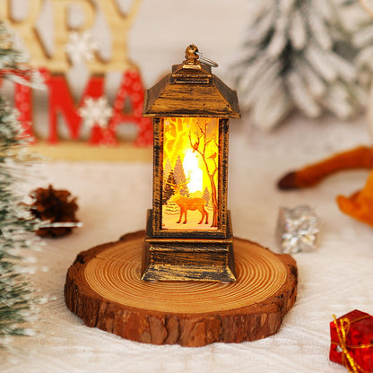 Nostalgische LED Weihnachtslaterne mit beweglichem Santa-Motiv Brehn
