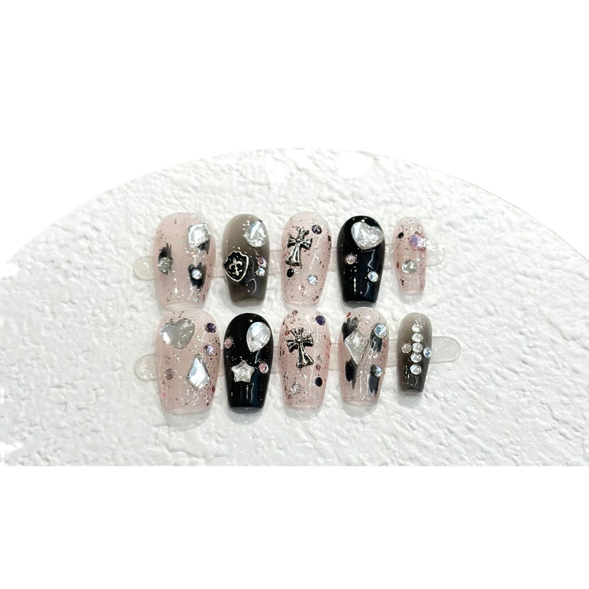 Elegantes Gothic Press-On Nagel Kunst Set