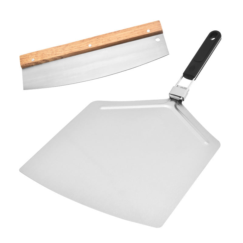 lange Griffe perforierte Pizzaschaufel Set mit Holzgriff Edelstahl Schneider und Dreieckserver Brehn
