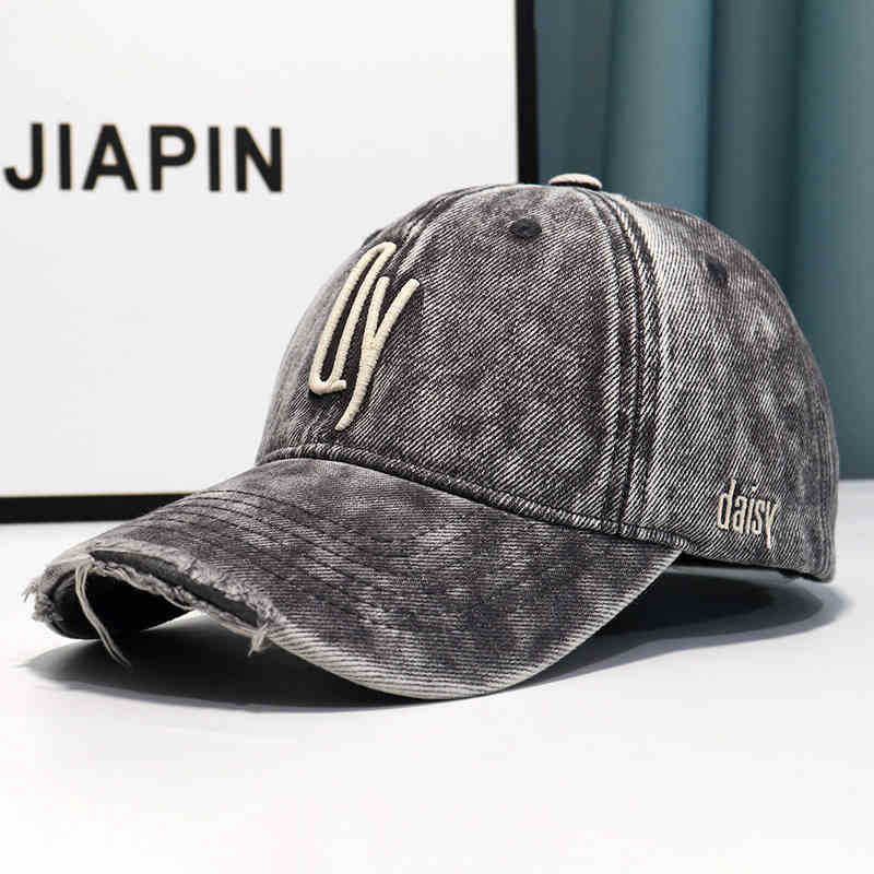 Damen Distressed Denim Bestickte Baseballmütze Brehn