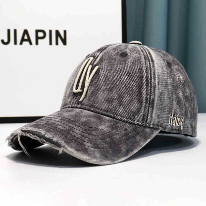 Damen Distressed Denim Bestickte Baseballmütze Brehn