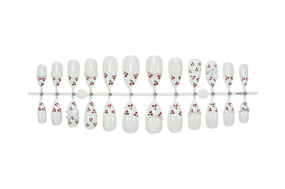 Kunstnagelset mit floralen Cherrymotiven und eleganten Schleifen Brehn