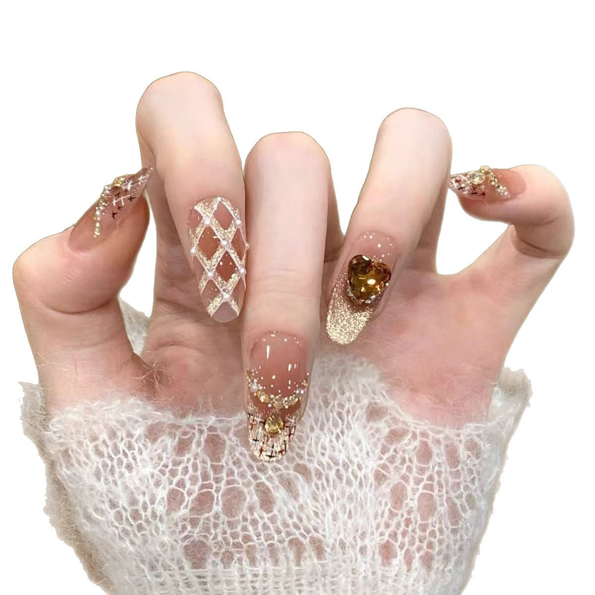 Künstlerisches Stiletto Press-On Nagelkunst Brehn