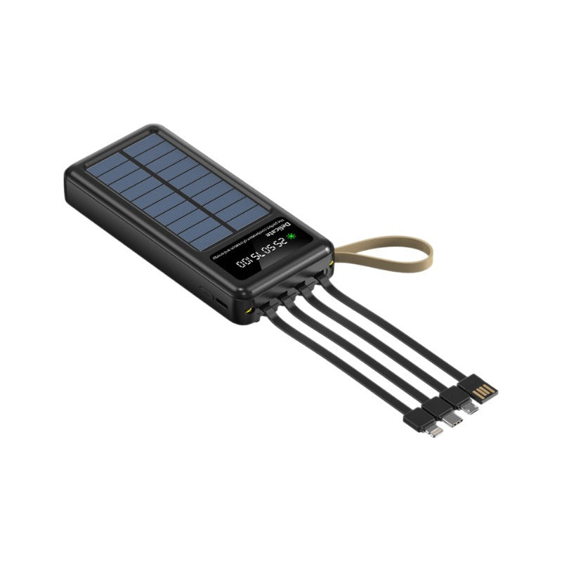 Tragbare Solar-Powerbank mit Integriertem Multifunktions-Ladekabel und Digitaler Anzeige Brehn