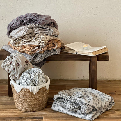 Bedrucktes Baumwoll-Percale Spannbettlaken und Kissenbezug Set