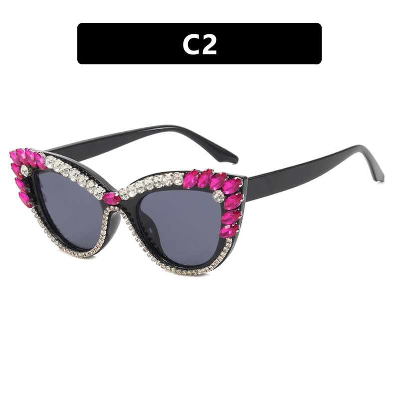 Damen extravagante Cat-Eye Sonnenbrille mit funkelndem Strassbesatz Brehn