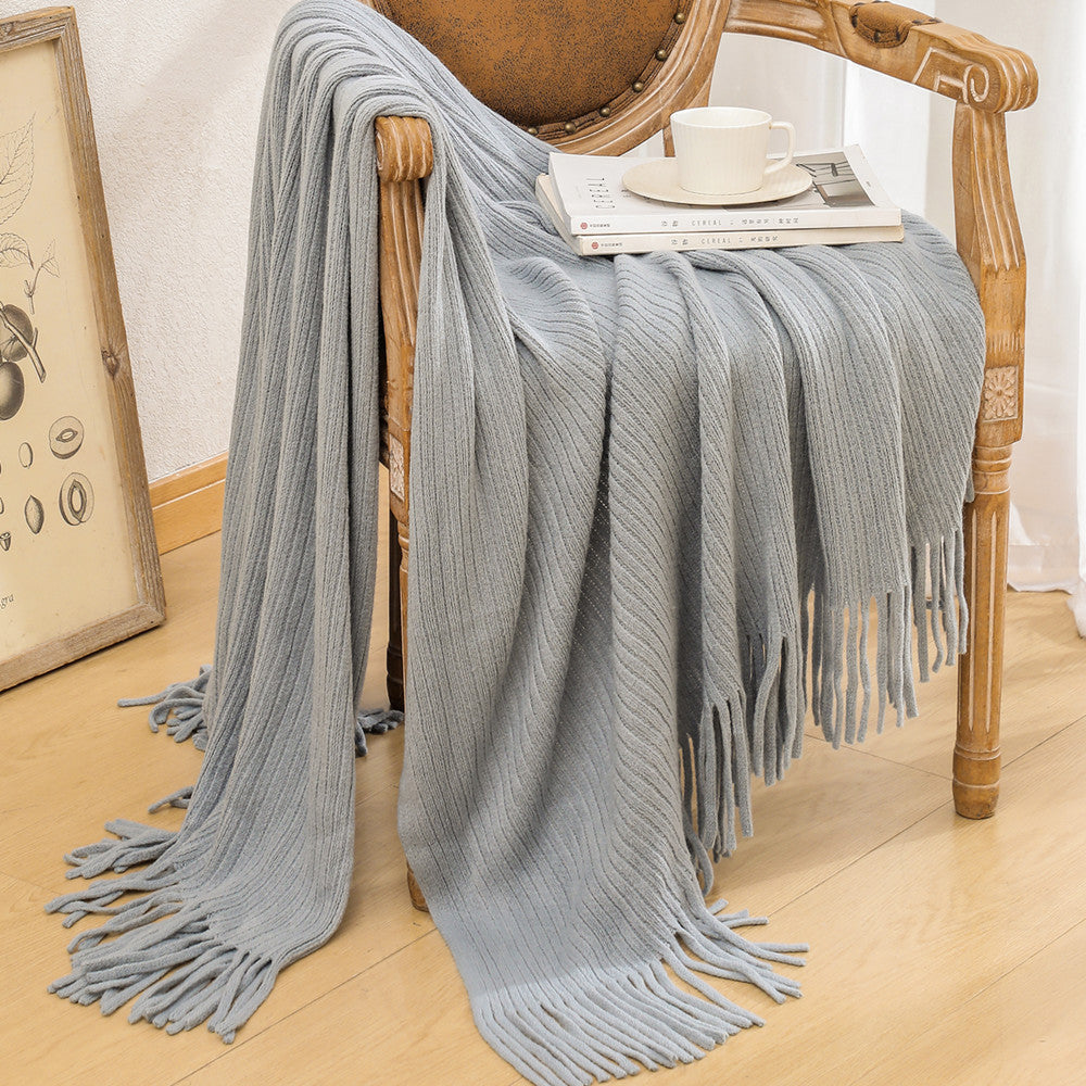 Luxuriöse Texturierte Strickfransen-Wurfdecke Brehn