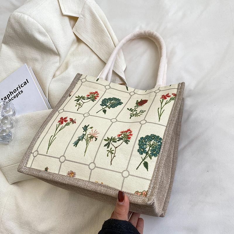 Bestickte Blumendruck-Tasche