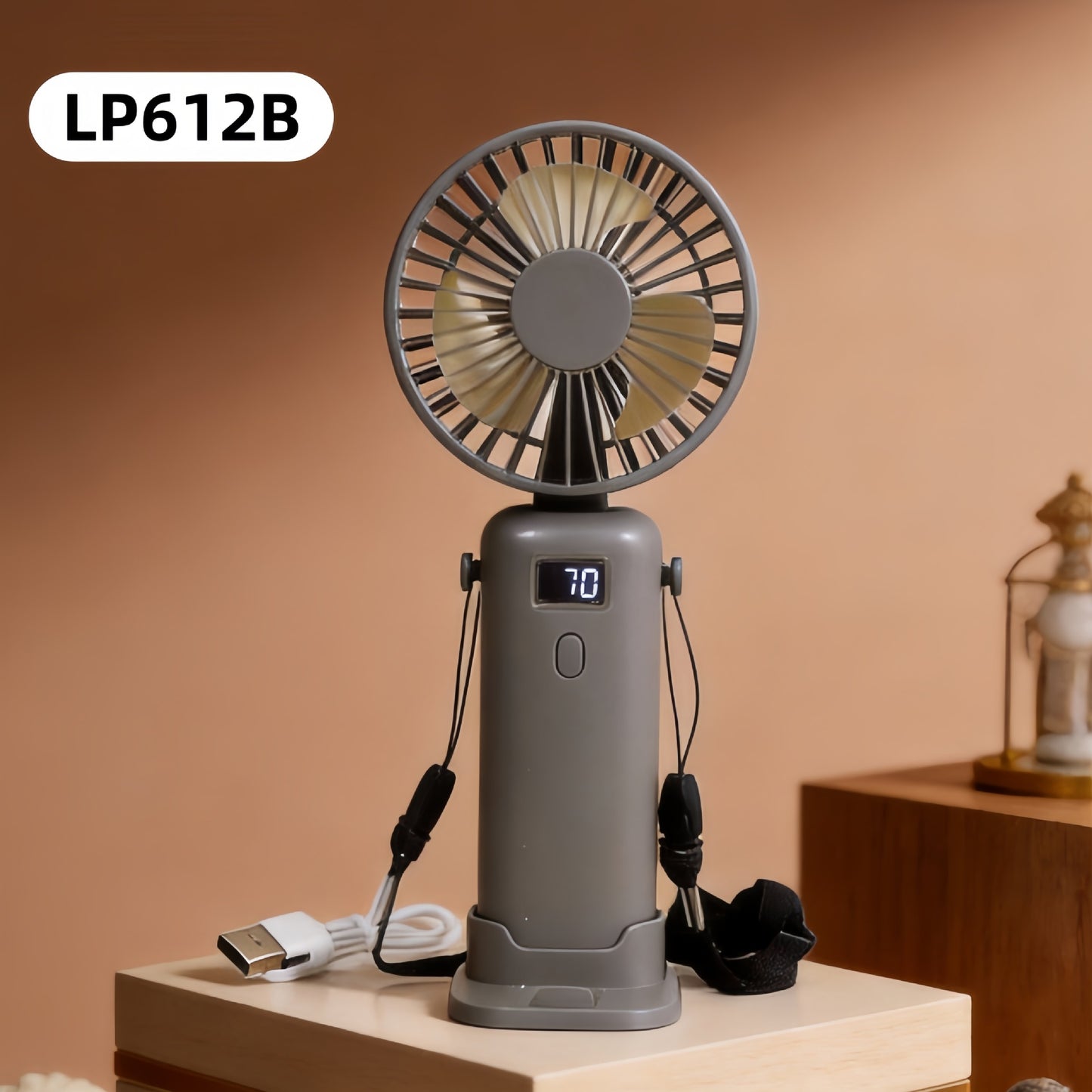 Damen Tragbarer Handventilator mit LCD-Display und USB-Ladefunktion Brehn