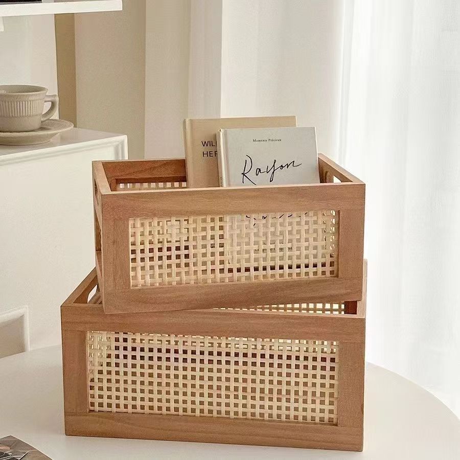Hochwertiger Aufbewahrungskorb mit Rattan-Details Brehn