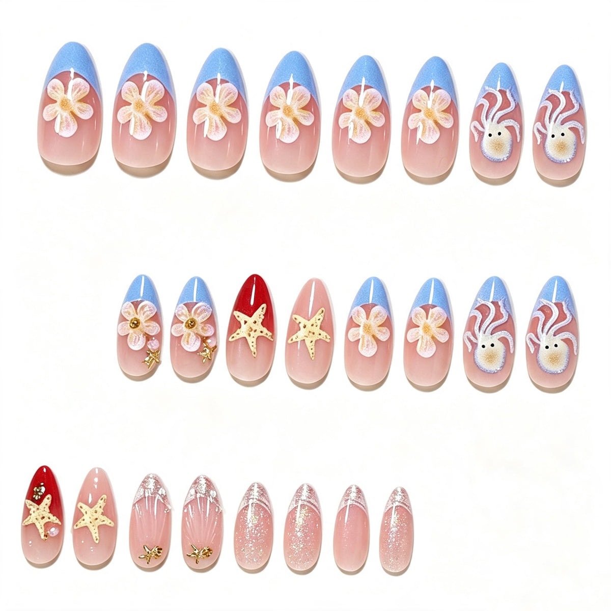 Ozean-inspiriertes Druck-Nagelkunstdesign Brehn