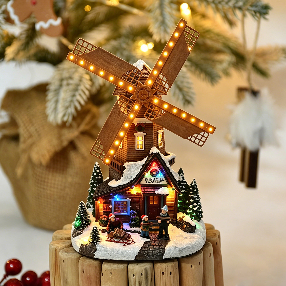 Nostalgische Weihnachtswindmühle Dekoration Brehn