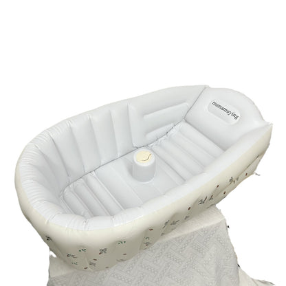 Aufblasbare tragbare Babybadewanne mit Kopfstütze und integriertem Becherhalter