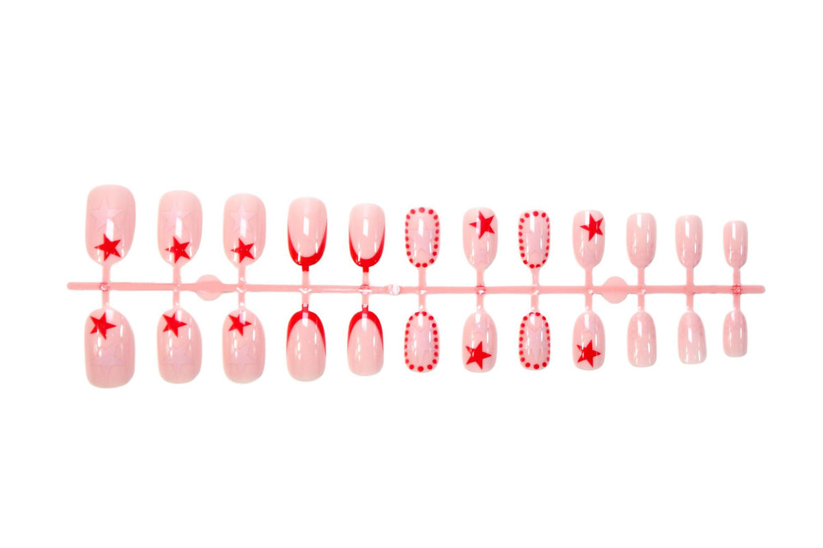 Kunstnagelset mit kreativen Sternen-Designs und glanzvollem Finish Brehn