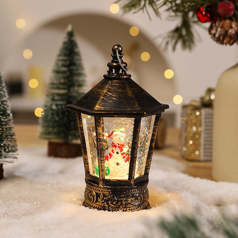 Nostalgische Weihnachtslaterne mit leuchtendem Weihnachtsmann-Motiv Brehn