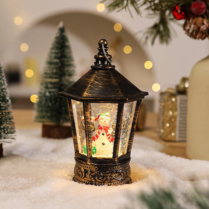 Nostalgische Weihnachtslaterne mit leuchtendem Weihnachtsmann-Motiv Brehn