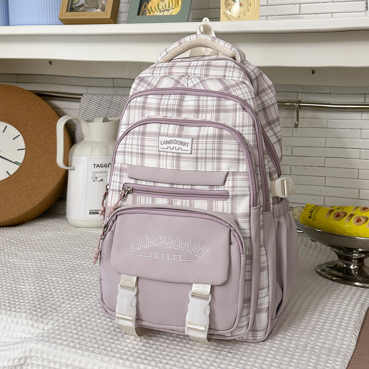 Stylische Karomuster-Rucksack Brehn