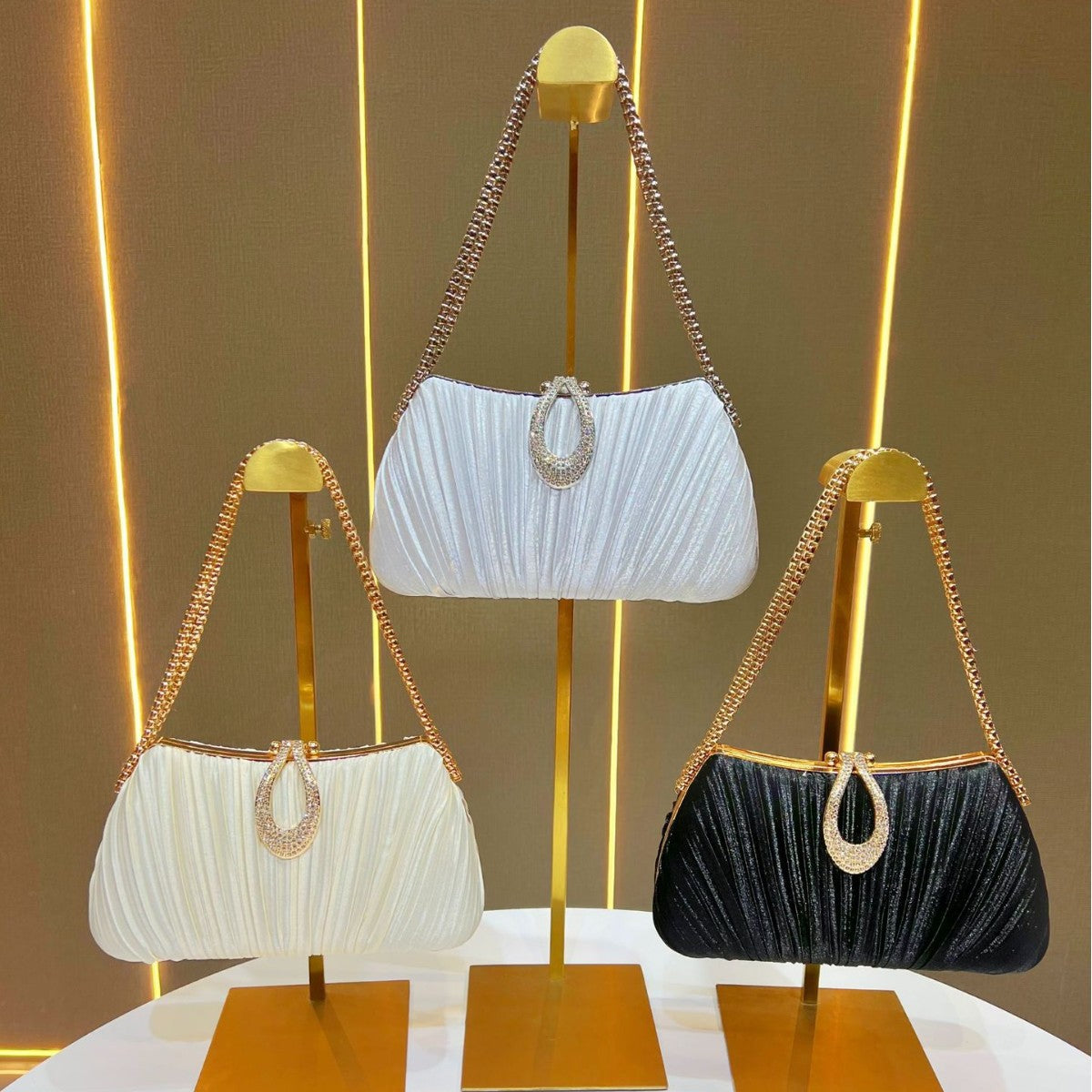 Falten Satin Abend Handtasche