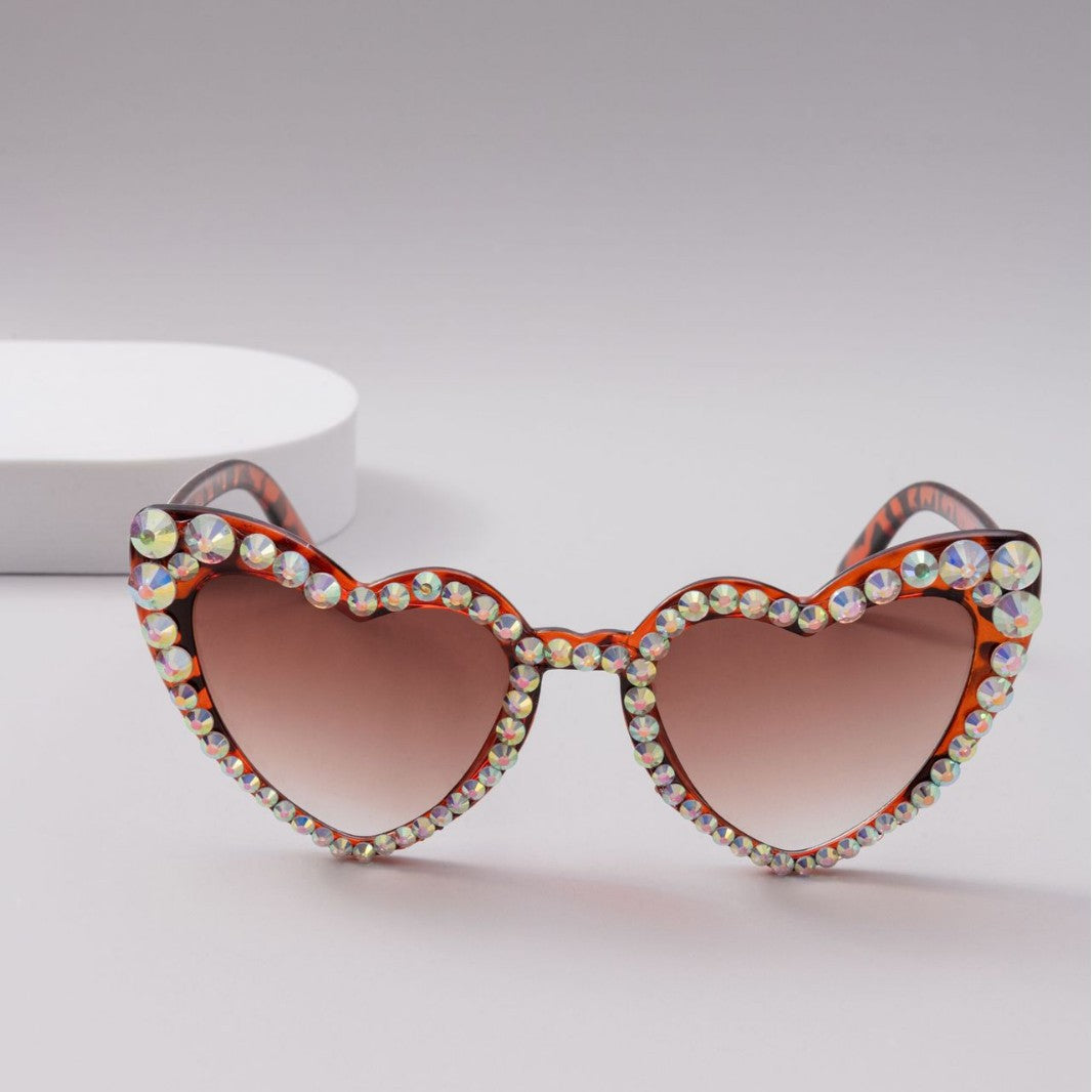 Damen Herzförmige Glitzer-Sonnenbrille Brehn
