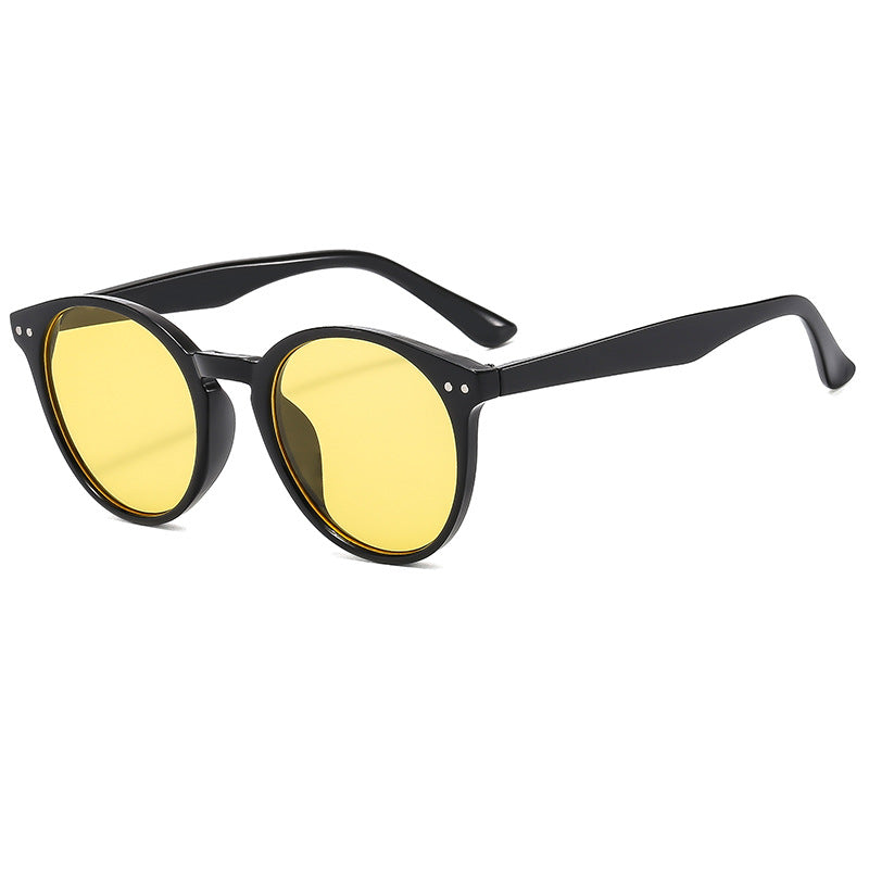 Damen modische runde Sonnenbrille mit transparentem Rahmen und UV-Schutz Brehn