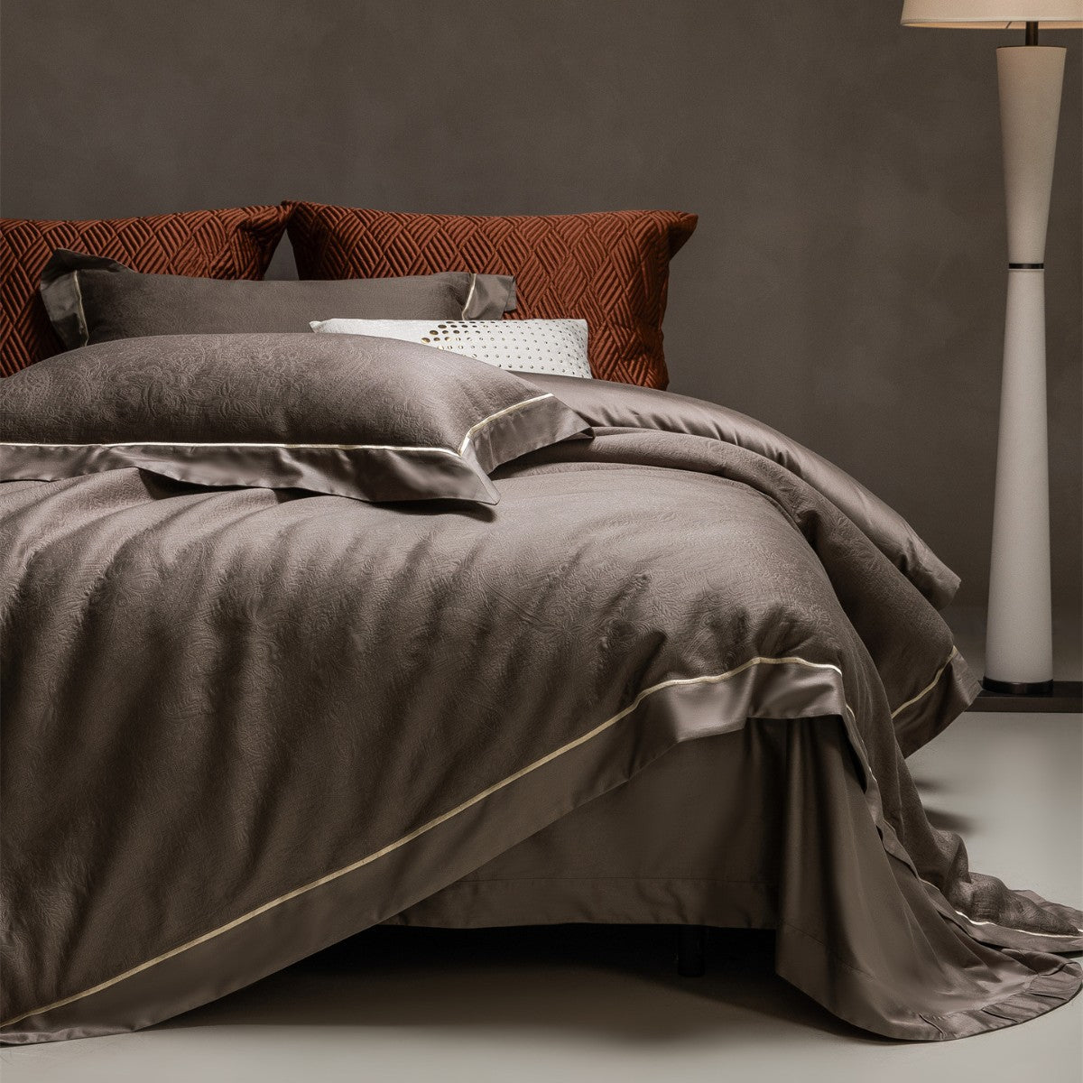 Luxus Jacquard Baumwollsatin Bettbezug Set mit Satinrand und Kissenbezügen