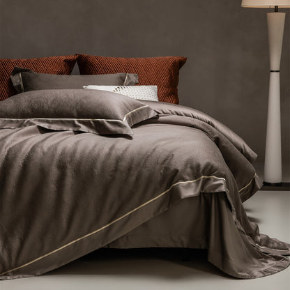 Luxus Jacquard Baumwollsatin Bettbezug Set mit Satinrand und Kissenbezügen