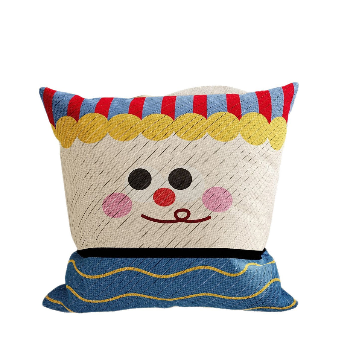 Decorative Plaid Throw Pillow Cover with Embroidered Cartoon Sheep Patch