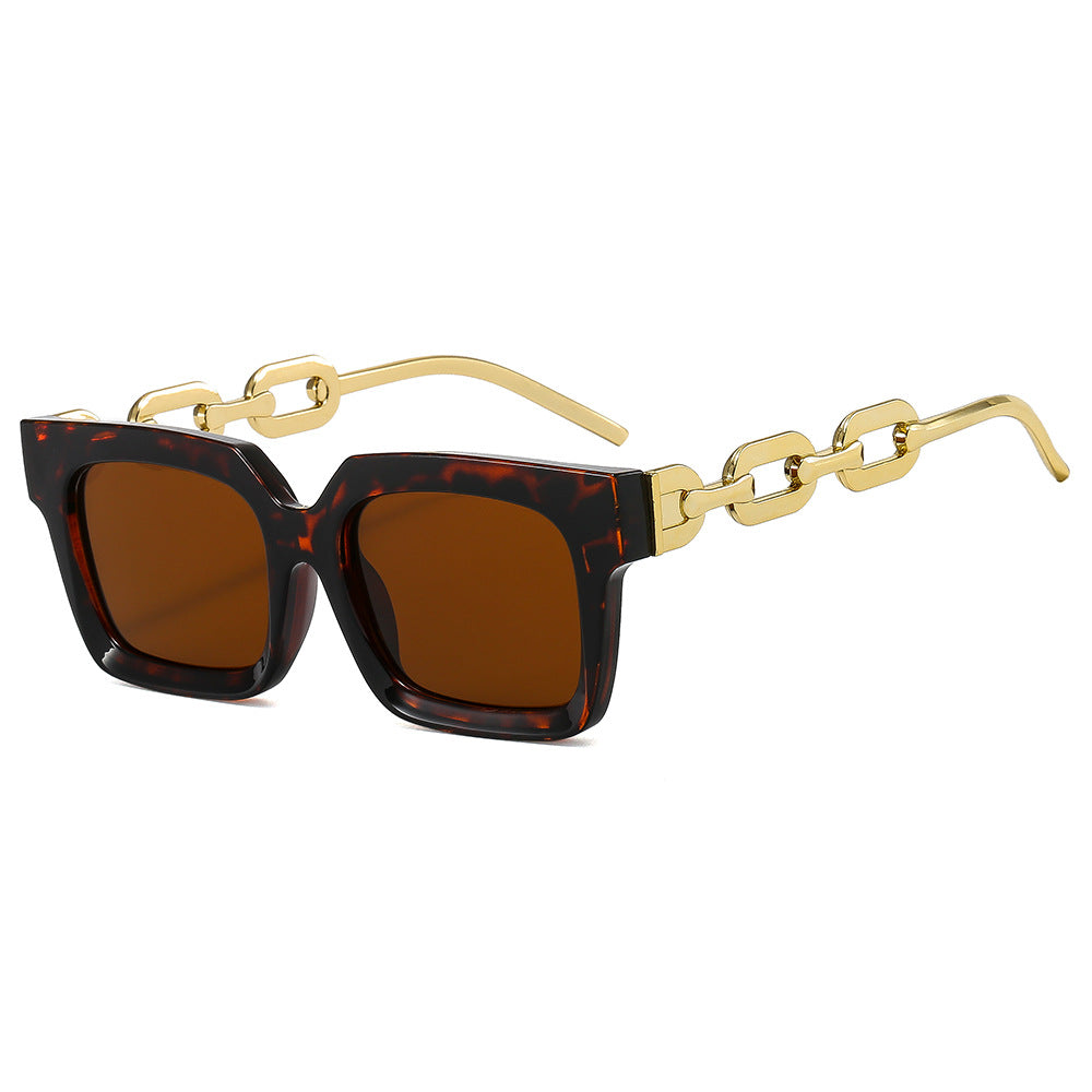 Damen modische quadratische Sonnenbrille mit luxuriösen Kettendetails Brehn