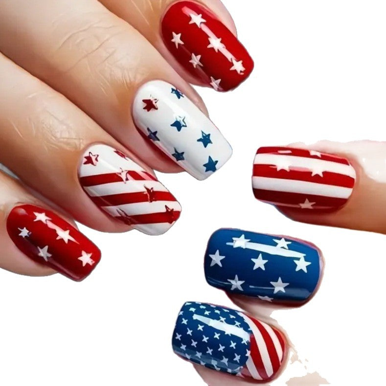 Patriotisches Glitzer-Gel-Nagelkunst Brehn
