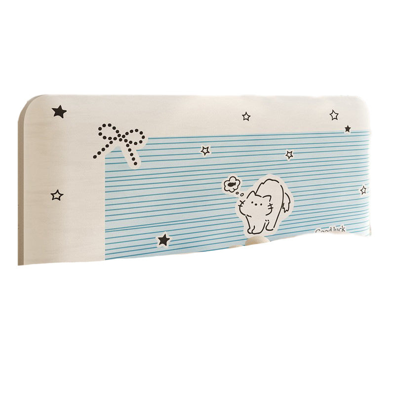 Padded Decorative Bed Headboard Slipcover with Cartoon Cat Stripe Panel