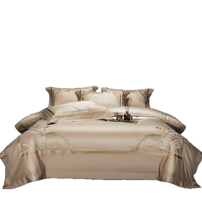 Luxuriöses ägyptisches Baumwollsateen Bettbezug-Set mit besticktem Barockmedaillon