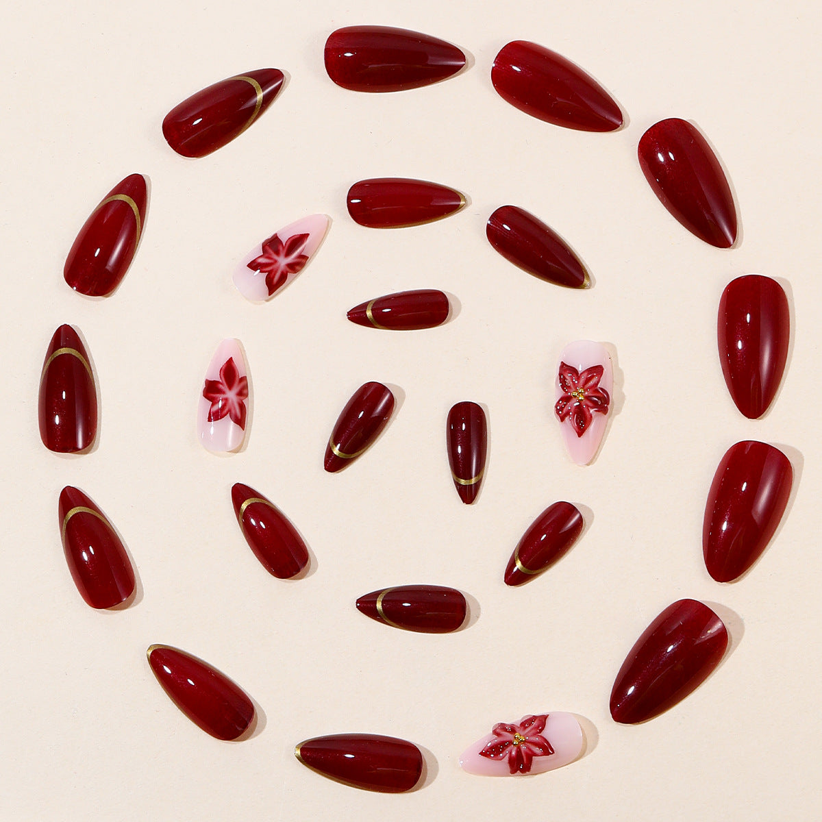 Elegante florale Akzent Stiletto-Nagelkunstverlängerungen Brehn