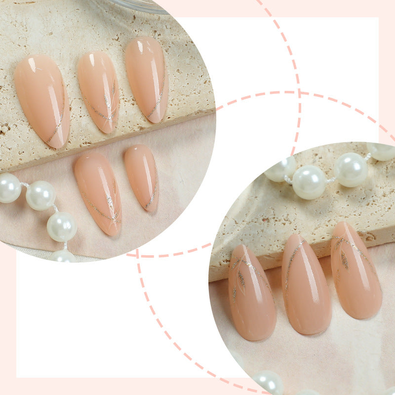 Elegantes Stiletto Press-On-Nagel-Set mit Perlenakzent-Designs Brehn
