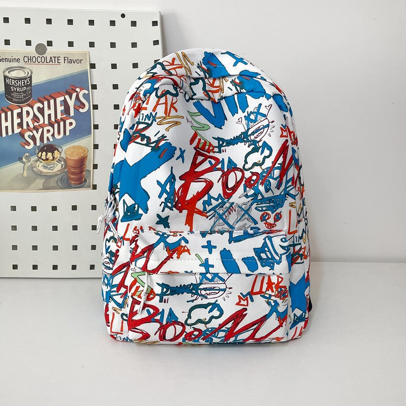 Künstlerischer Graffiti-Print Schulrucksack