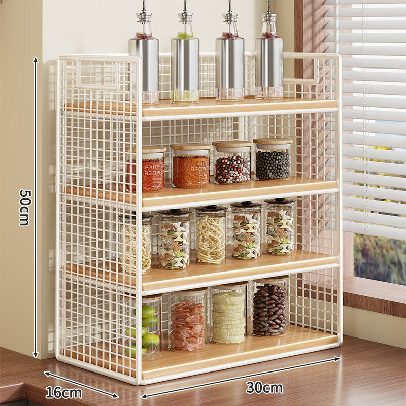 Kompakter zweistufiger Metallgitter-Theken-Gewürz- und Vorratsglas-Organizer