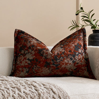 Übergroßes Jacquard Blumen Velours Kissenbezug mit verdecktem Reißverschluss