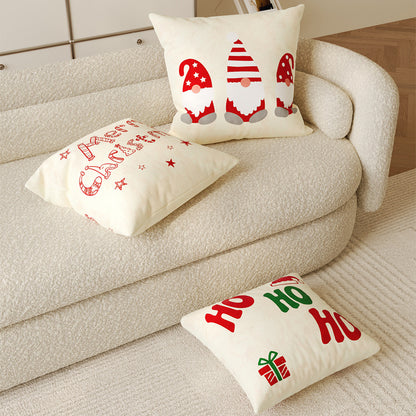 Decorative Holiday Merry Christmas Cotton-Linen Throw Pillow Cover