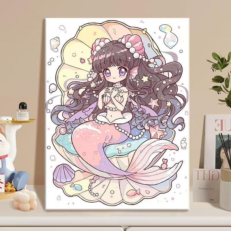 Anime-inspirierte Meerjungfrau Illustrationsleinwandkunst Brehn