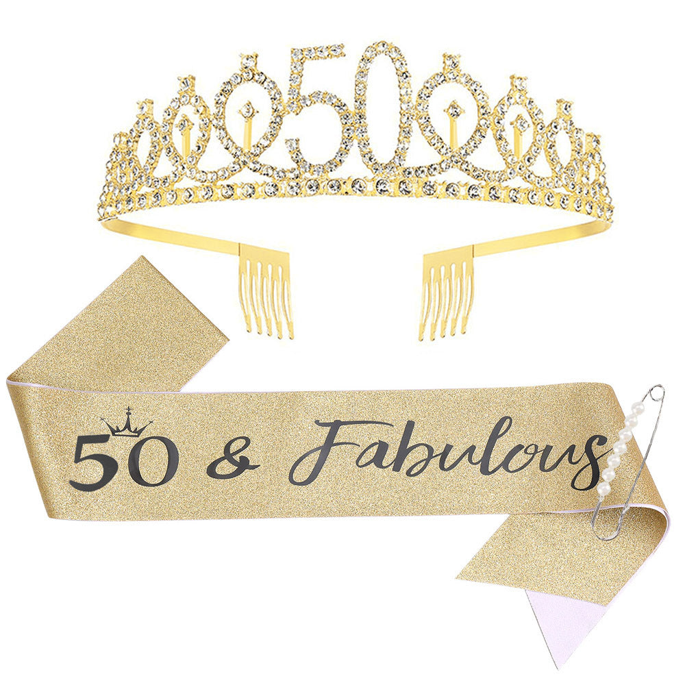 Damen Glitzernde Tiara mit personalisiertem 80. Geburtstagsschriftzug Brehn