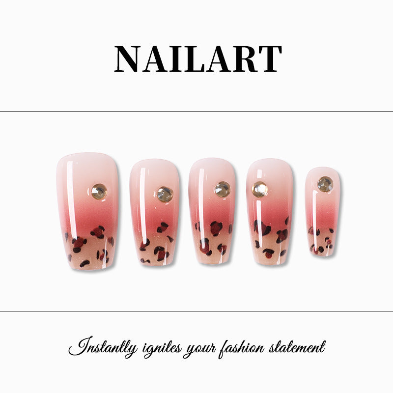 Künstlerische Ombre Leopard-Print Press-On Nägel Brehn