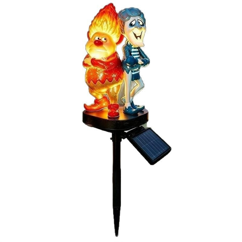 Solarbetriebene Cartoon-Flammenfigur Gartensteckerlicht mit Acryl-Diffusor und verstellbarem Bodenstachel Brehn