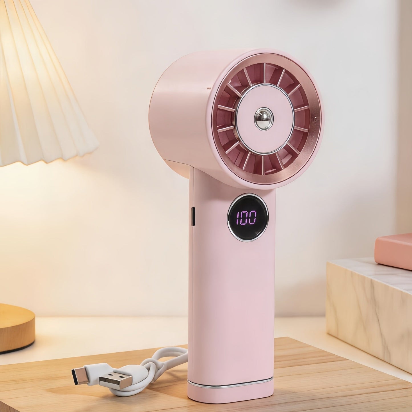 Frauen Tragbarer Mini Ventilator mit Digitalanzeige Brehn