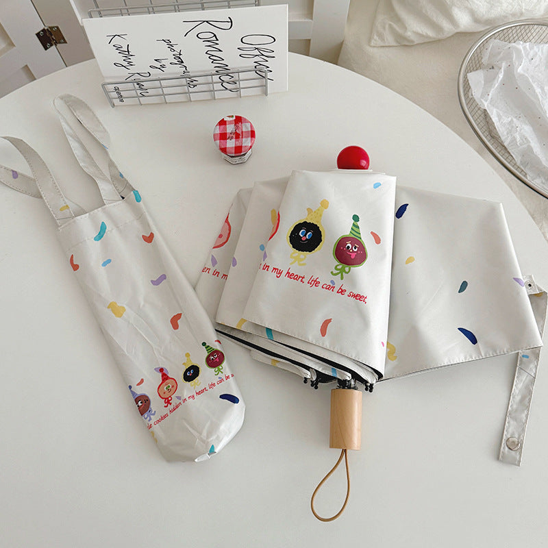 Damen Faltbarer Regenschirm mit verspielten Cartoon-Motiven Brehn