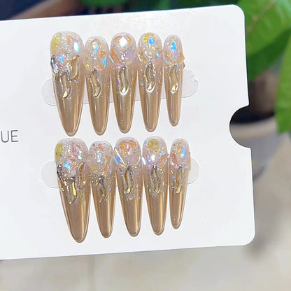 Premium Stiletto Press-On Nägel mit Glitzerakzenten Brehn